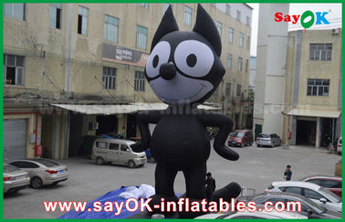 personagens de banda desenhada infláveis do preto de pano de 6mH Oxford, gato inflável
