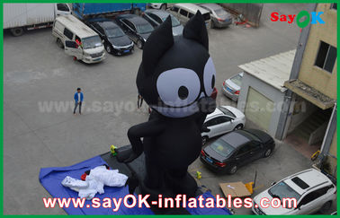 Personagens infláveis de publicidade 6mH Oxford Cloth Negro Personagens infláveis de desenhos animados, Gato inflável