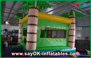Personalize a casa inflável do leão-de-chácara do verde da árvore de coco para jogar