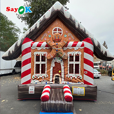 Desenho 3D Grátis 0,55mm PVC Tarpaulin Natal inflável Bouncing Castle Pão de gengibre Casa de salto com sopro