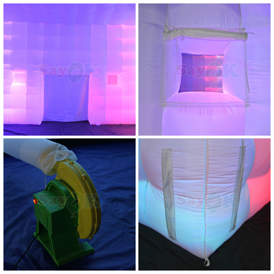 8m Large Cube Air Tents LED 80 People Party Event Tenda inflável com sopro de ar