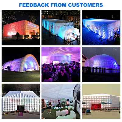 Tendas de luz LED quadradas brancas personalizadas Eventos de festa de acampamento Tenda inflável para aluguel