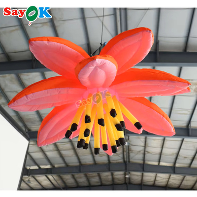 Flores de lótus gigantes penduradas de cor roxa infláveis LED para decoração de eventos