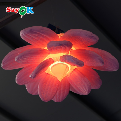 Flores de lótus gigantes penduradas de cor roxa infláveis LED para decoração de eventos