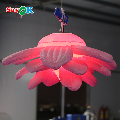 Flores de lótus gigantes penduradas de cor roxa infláveis LED para decoração de eventos