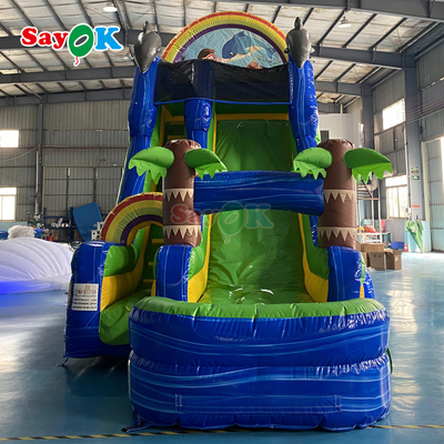 Atacado Cartoon Inflatable Trampoline Slide Gigante Inflatable Bouncer Slide Grande Adult Inflatable Water Slide com piscina