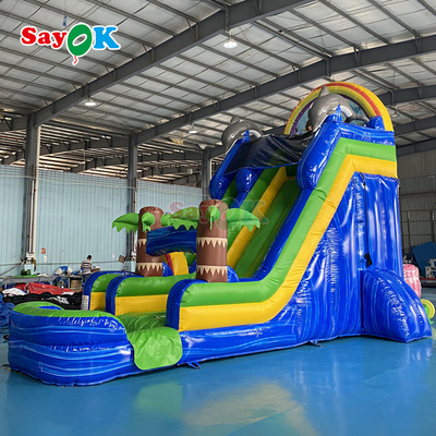 Atacado Cartoon Inflatable Trampoline Slide Gigante Inflatable Bouncer Slide Grande Adult Inflatable Water Slide com piscina