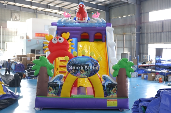 Slide seco inflável personalizado com desenho de castelo salto para eventos infantis