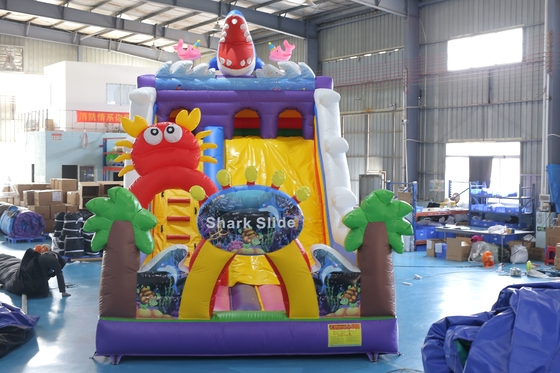 Slide seco inflável personalizado com desenho de castelo salto para eventos infantis