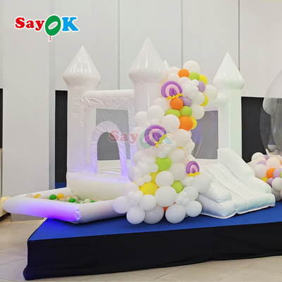 Festa de Casamento Branco Casa de Salto Pequena Inflavel Castelo Boucy com Poço de Bola