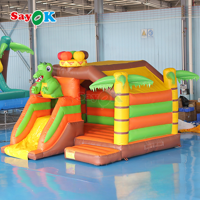 Combo Inflável Pequeno com Escorregador Dinossauro Casa de Salto Inflável para Crianças