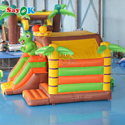 Combo Inflável Pequeno com Escorregador Dinossauro Casa de Salto Inflável para Crianças