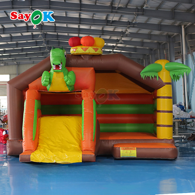 Combo Inflável Pequeno com Escorregador Dinossauro Casa de Salto Inflável para Crianças