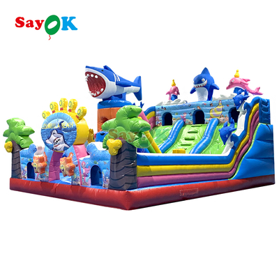 Casa de salto inflável gigante do mundo marinho Combo Jardim infantil Castelo de salto inflável com escalada de escorrega