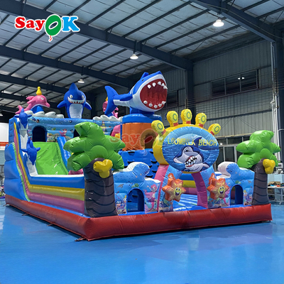 Casa de salto inflável gigante do mundo marinho Combo Jardim infantil Castelo de salto inflável com escalada de escorrega