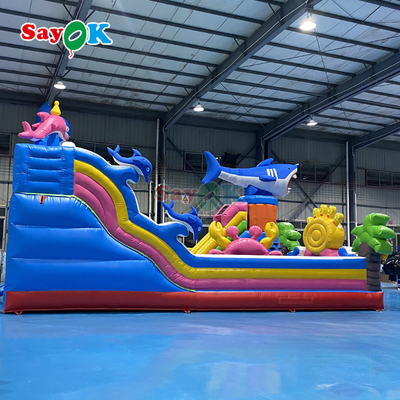 Casa de salto inflável gigante do mundo marinho Combo Jardim infantil Castelo de salto inflável com escalada de escorrega