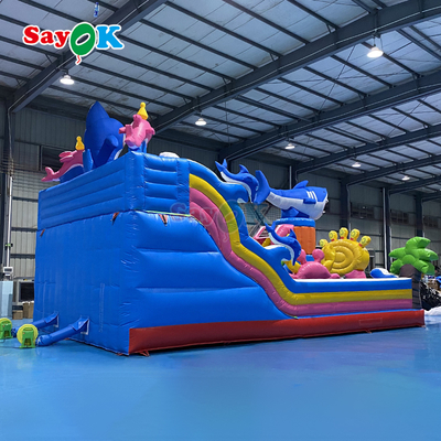 Casa de salto inflável gigante do mundo marinho Combo Jardim infantil Castelo de salto inflável com escalada de escorrega