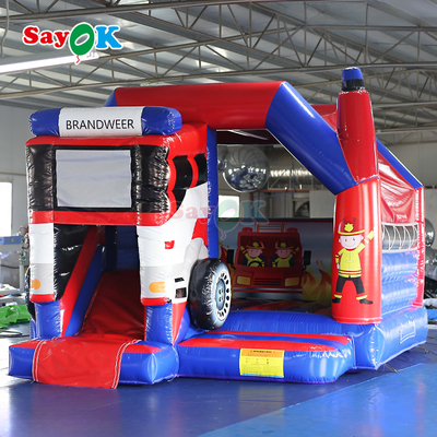 Escorregador insuflável com tema de bombeiro, casa de salto combinada, castelo insuflável insuflável para crianças