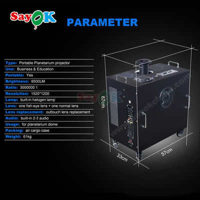 Planetário inflável portátil Sayok 6500LM com garantia de 1 ano e 4 rodas para projeção HD Fulldome