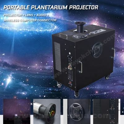 Projetor de Planetário Portátil Fulldome 360 Graus com Brilho de 5500LM e Mobilidade de 4 Rodas