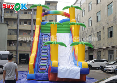 Slide inflável comercial 8*4*7m PVC Árvore de Coco Slide inflável de segurança com dois sopradores de ar para crianças