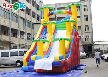 Slide inflável comercial 8*4*7m PVC Árvore de Coco Slide inflável de segurança com dois sopradores de ar para crianças