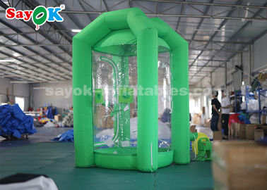 Cabine inflável da máquina do dinheiro do cubo verde com o um ventilador de ar para a promoção