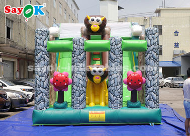 Castelo salpicado com escorregador 6*4m Festa com tema de animais escorregador inflável para publicidade