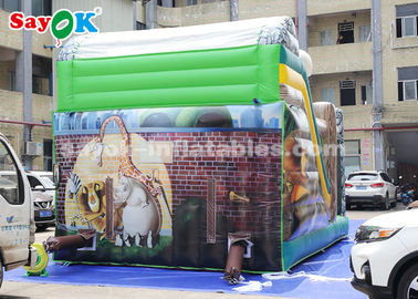 Castelo salpicado com escorregador 6*4m Festa com tema de animais escorregador inflável para publicidade