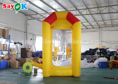 Produtos infláveis feitos sob encomenda duráveis, máquina inflável amarela da garra do dinheiro da cabine do dinheiro