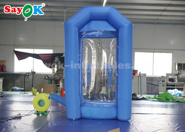 Cabine inflável azul da máquina do dinheiro do cubo com o ventilador de ar para anunciar