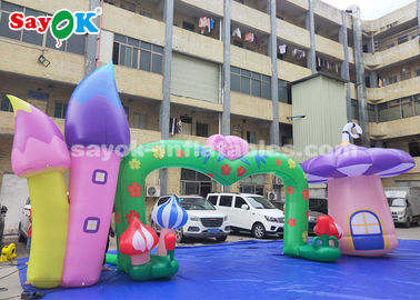 Arco inflável colorido inflável da arcada de Dia das Bruxas com cogumelo e flor para a decoração do tema do parque de diversões
