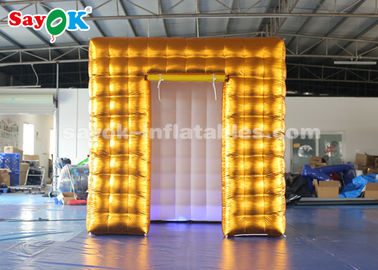 A cabine do evento indica a cabine da foto do ar do diodo emissor de luz de 2.5M Golden Inflatable com o GV colorido ROHS das luzes