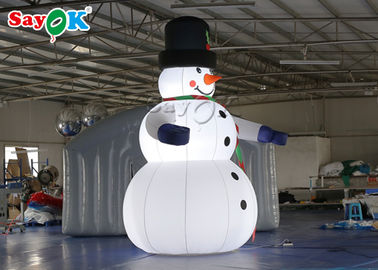 Decorações infláveis do feriado de pano de Oxfor que vestem o boneco de neve do chapéu negro e do Natal da explosão dos mitenes