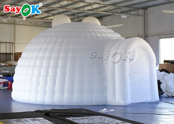Tenda inflável para o exterior 5m Tenda inflável igloo branco com luz LED para evento de casamento