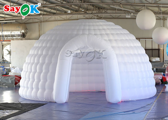 Tenda inflável para o exterior 5m Tenda inflável igloo branco com luz LED para evento de casamento