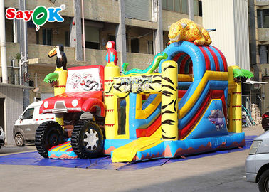 Casa inflável combinado do salto das crianças 5.5x5x4.4m dos animais com corrediça