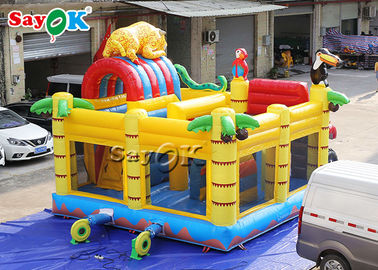 Casa inflável combinado do salto das crianças 5.5x5x4.4m dos animais com corrediça