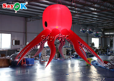 Decoração de iluminação inflável de nylon vermelha dos tentáculos 3m do polvo 190T
