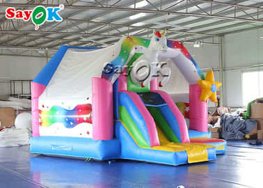 Castelo Bouncy inflável do unicórnio exterior do arco-íris do PVC das crianças