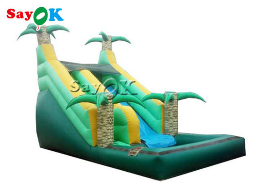 Slide de água inflável industrial Parque à prova de fogo Selva Palmeira Slide de piscina inflável Para criança