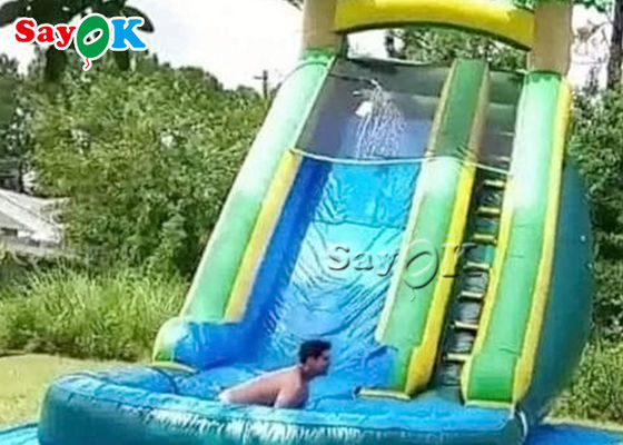 Slide de água inflável industrial Parque à prova de fogo Selva Palmeira Slide de piscina inflável Para criança