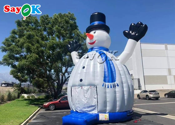 Casa inflável branca do salto do boneco de neve do quintal para crianças