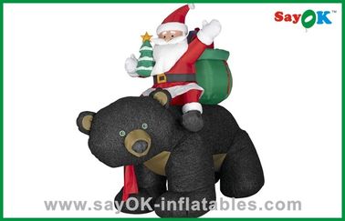 Decoração inflável do Natal do boneco de neve de Santa do Natal com presente e o urso preto