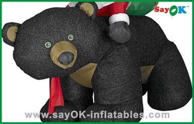 Decoração inflável do Natal do boneco de neve de Santa do Natal com presente e o urso preto