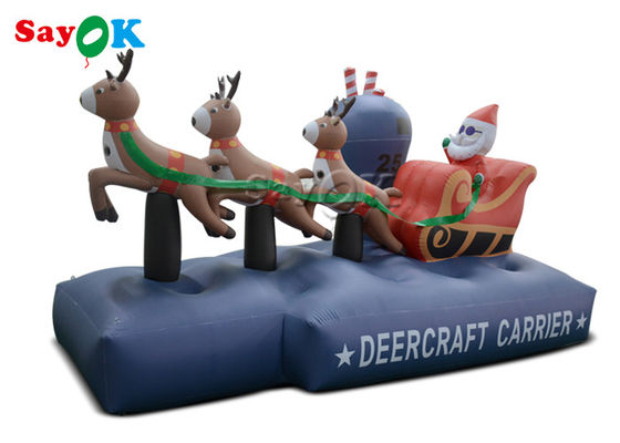 Xmas 7.5ft inflável Santa Claus Three Reindeer Pull Carts das decorações do feriado de 2.5m