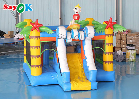 Castelo de salto inflável da palmeira com corrediça tropical do menino da ressaca