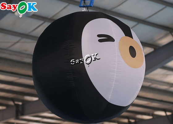 desenhos animados de iluminação infláveis pretos do pinguim da decoração de 2m para exterior