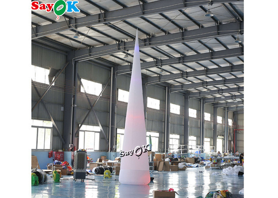 cone inflável conduzido branco do tráfego de 7m 23ft com as cores que mudam luzes
