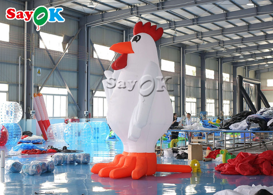 Decoração de festa de festival personagens de desenhos animados infláveis brancos de 13 pés animal modelo de galo de galinha inflável decorações de quintal